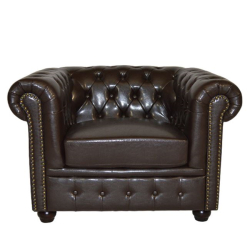 HM3011.01 ΠΟΛΥΘΡΟΝΑ T.CHESTERFIELD ΤΕΧΝΟΔΕΡΜΑ ΣΚΟΥΡΟ ΚΑΦΕ 110X90X73