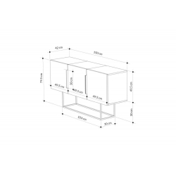 Μπουφές Estella pakoworld γκρι antique-μόκα-λευκό 150x42x79.5εκ