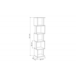 Βιβλιοθήκη - στήλη Piri pakoworld χρώμα φυσικό-λευκό 35x30x161εκ