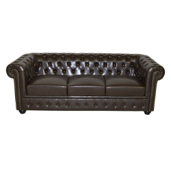 HM3009.01 ΚΑΝΑΠΕΣ 3ΘΕΣΙΟΣ T.CHESTERFIELD ΤΕΧΝΟΔΕΡΜΑ ΣΚΟΥΡΟ ΚΑΦΕ 208X90X73