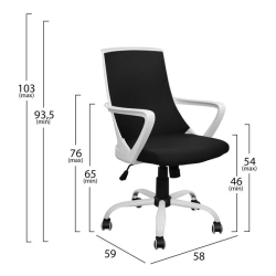 HM1053.01 ΚΑΡΕΚΛΑ ΓΡΑΦΕΙΟΥ ΜΑΥΡO MESH + ΠΟΔΙ ΧΡΩΜΙΟΥ