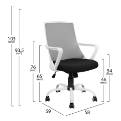 HM1053.21 ΚΑΡΕΚΛΑ ΓΡΑΦΕΙΟΥ ΓΚΡΙ MESH + ΠΟΔΙ ΧΡΩΜΙΟΥ