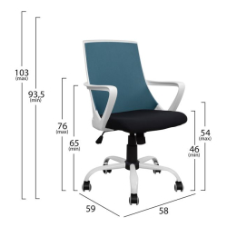 HM1053.06 ΚΑΡΕΚΛΑ ΓΡΑΦΕΙΟΥ ΜΠΛΕ MESH + ΠΟΔΙ ΧΡΩΜΙΟΥ