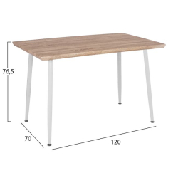 HM8334.02 ΤΡΑΠΕΖΙ 120X70 SONAMA ΜΕ ΛΕΥΚΑ ΠΟΔΙΑ 120x70x76,5Υ