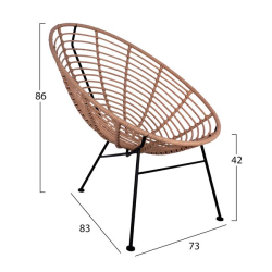 HM5458 ΠΟΛΥΘΡΟΝΑ ΤΥΠΟΥ ΦΩΛΙΑ ΜΕΤΑΛΛΙΚΗ ΜΕ WICKER ΣΕ ΜΠΕΖ ΧΡΩΜΑ 73x83x86