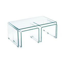 GLASSER CLEAR ΤΡΑΠΕΖΑΚΙ ΣΑΛΟΝΙΟΥ ΚΑΙ ΔΥΟ ΜΙΚΡΑ ΓΥΑΛΙ 12mm 90Χ50Χ38/40Χ36Χ32