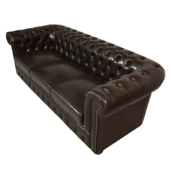 HM3009.01 ΚΑΝΑΠΕΣ 3ΘΕΣΙΟΣ T.CHESTERFIELD ΤΕΧΝΟΔΕΡΜΑ ΣΚΟΥΡΟ ΚΑΦΕ 208X90X73