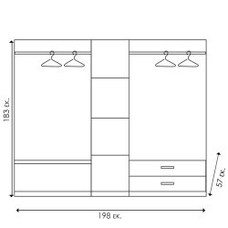 OLYMPUS ΝΤΟΥΛΑΠΑ ΡΟΥΧΩΝ ΠΕΝΤΑΦΥΛΛΗ ΧΡΩΜΑ WENGE 198x57x183εκ