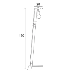 Φωτιστικό δαπέδου ξύλο/σχοινί Καφέ Ε27 20x150cm