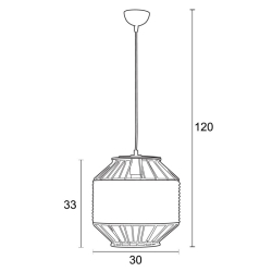 Φωτιστικό μονόφωτο μέταλλο/ρατάν Ε27 Φ30x33/120cm