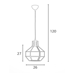 Φωτιστικό μονόφωτο μέταλλο λευκό Ε27 Φ26x27/130cm