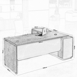 PROJECT ΓΡΑΦΕΙΟ ΑΡΙΣΤ.ΓΩΝΙΑ SONOMA/ΓΚΡΙ 220x90/200x40 (H.75)cm