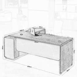 PROJECT ΓΡΑΦΕΙΟ ΔΕΞΙΑ ΓΩΝΙΑ SONOMA/ΓΚΡΙ 220x90/200x40 (H.75)cm