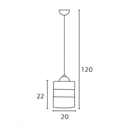 Φωτιστικό μονόφωτο γυαλί/σχοινί διάφανο Ε27 Φ20x22/120cm