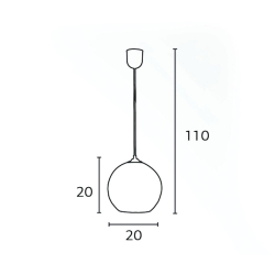 Φωτιστικό μονόφωτο μπάλα σχοινί Ε27 Φ20x110cm