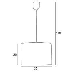 Φωτιστικό μονόφωτο αμπαζούρ μόκα Ε27 Φ30x20/110cm