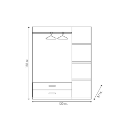 Olympus Ντουλάπα ρούχων τρίφυλλη χρώμα wenge 120x57x183 cm