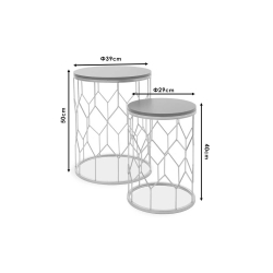 Zion II Βοηθητικά τραπέζια σαλονιού σετ 2 τεμ χρυσό-μαύρο 39x39x50 cm