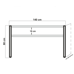 Pwf-0241 Κονσόλα χρώμα πεύκου-μαύρο 140x35x80 cm