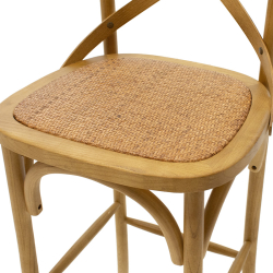 Reid Σκαμπώ μπαρ ξύλινο χρώμα sonoma-έδρα καφέ rattan 45x52x116 cm