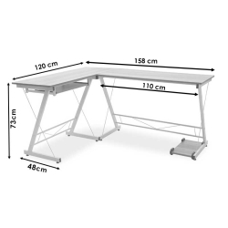 Levi Γραφείο γωνιακό -MDF χρώμα oak-λευκό 158x120x73 cm