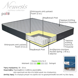 Nemesis Στρώμα pocket spring roll pack διπλής όψης 20-22 cm 100x200 cm