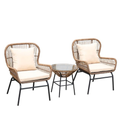 SALSA MAX SET ΚΑΘΙΣΤΙΚΟ ΜΕΤΑΛΛΙΚΟ ΜΑΥΡΟ/WICKER ΦΥΣΙΚΟ D.50x48cm/64x67x87cm