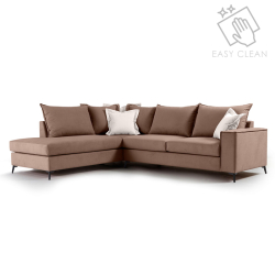 Romantic Γωνιακός καναπές δεξιά γωνία ύφασμα mocha-cream 290x235x95cm