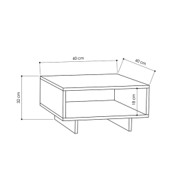 Hola Βοηθητικό τραπέζι χρώμα φυσικό - ανθρακί 60x60x32 cm