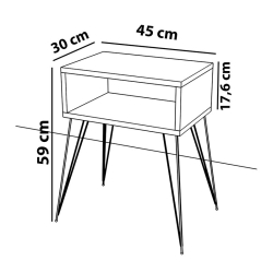 Naida Κομοδίνο καρυδί-μαύρο 45x30x59cm