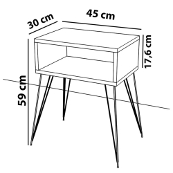 Naida Κομοδίνο φυσικό-μαύρο 45x30x59cm