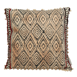 Μαξιλάρι cotton μπεζ/μαύρο tribal σχέδιο 50x50cm