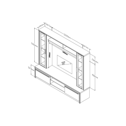 Chico TV Σύνθετο σαλονιού (Εσωτ. 120x95εκ ύψος) χρώμα ebony oak 180,5x40x158εκ