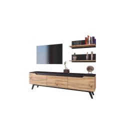 Σύνθετο σαλονιού Kasia pakoworld oak-μαύρο μαρμάρου 180x35x48,5εκ