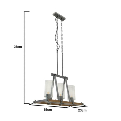 InArt ΦΩΤΙΣΤΙΚΟ ΟΡΟΦΗΣ 3ΦΩΤΟ ΜΕΤΑΛ/ΞΥΛ. ΑΝΤ.ΓΚΡΙ 55Χ23Χ35 cm