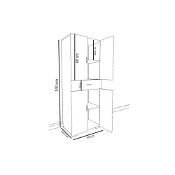 Ντουλάπα-στήλη Milou pakoworld λευκό 59x34.5x140εκ