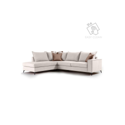 Romantic Γωνιακός καναπές δεξιά γωνία ύφασμα cream-mocha 290x235x95cm