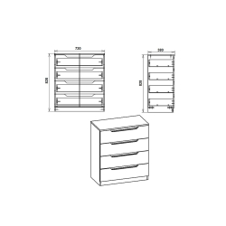 Συρταριέρα Azenor pakoworld 4ων συρταριών sonoma 72x38x83εκ