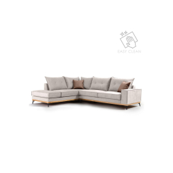 Luxury II Γωνιακός καναπές δεξιά γωνία ύφασμα cream-mocha 290x235x90cm