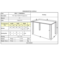 TEC Τραπέζι Dining Κήπου- Βεράντας, PP Cappuccino 150x90x73cm