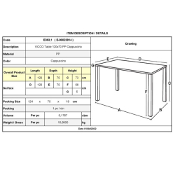 VICCO Τραπέζι Dining Κήπου- Βεράντας, PP Cappuccino 120x70x73cm