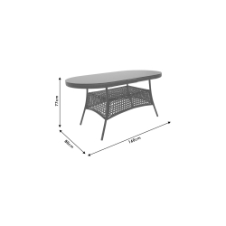 Τραπέζι κήπου Cellin pakoworld μέταλλο-pe rattan καφέ 160x80x77εκ