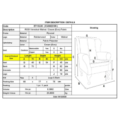 ROSY Πολυθρόνα - Μπερζέρα / Καρυδί - Ύφασμα Εκρού 76x80x103cm