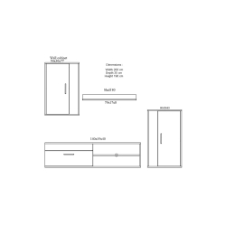 Σύνθετο σαλονιού Zafira pakoworld sonoma-λευκό 200x35x190εκ