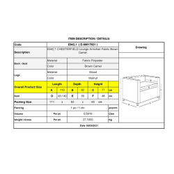 CHESTERFIELD Πολυθρόνα Σαλονιού - Καθιστικού, Ύφασμα Απόχρωση Καφέ Camel 110Χ82Χ77