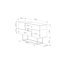 Μπουφές Roberta pakoworld καρυδί-μαύρο μαρμάρου 145x40x82εκ