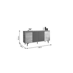 Μπουφές Augusta pakoworld φυσικό-ανθρακί μελαμίνης 160x40x78.5εκ