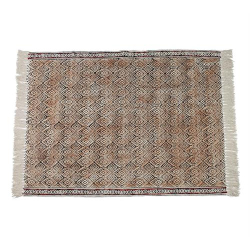 Χαλί cotton μπεζ/μαύρο tribal σχέδιο, 120x180cm | ZAROS