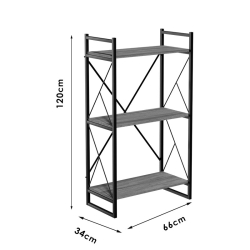 Βιβλιοθήκη Baker pakoworld καρυδί-μαύρο 66x34x120εκ