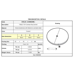 CONTRACT SLIQ ΕΠΙΦ.ΤΡΑΠΕΖΙΟΥ CEMENT Φ 80cm/16mm